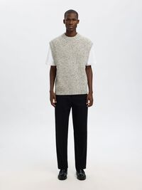WOOL BLEND KNITTED VEST, Moonstruck, highres