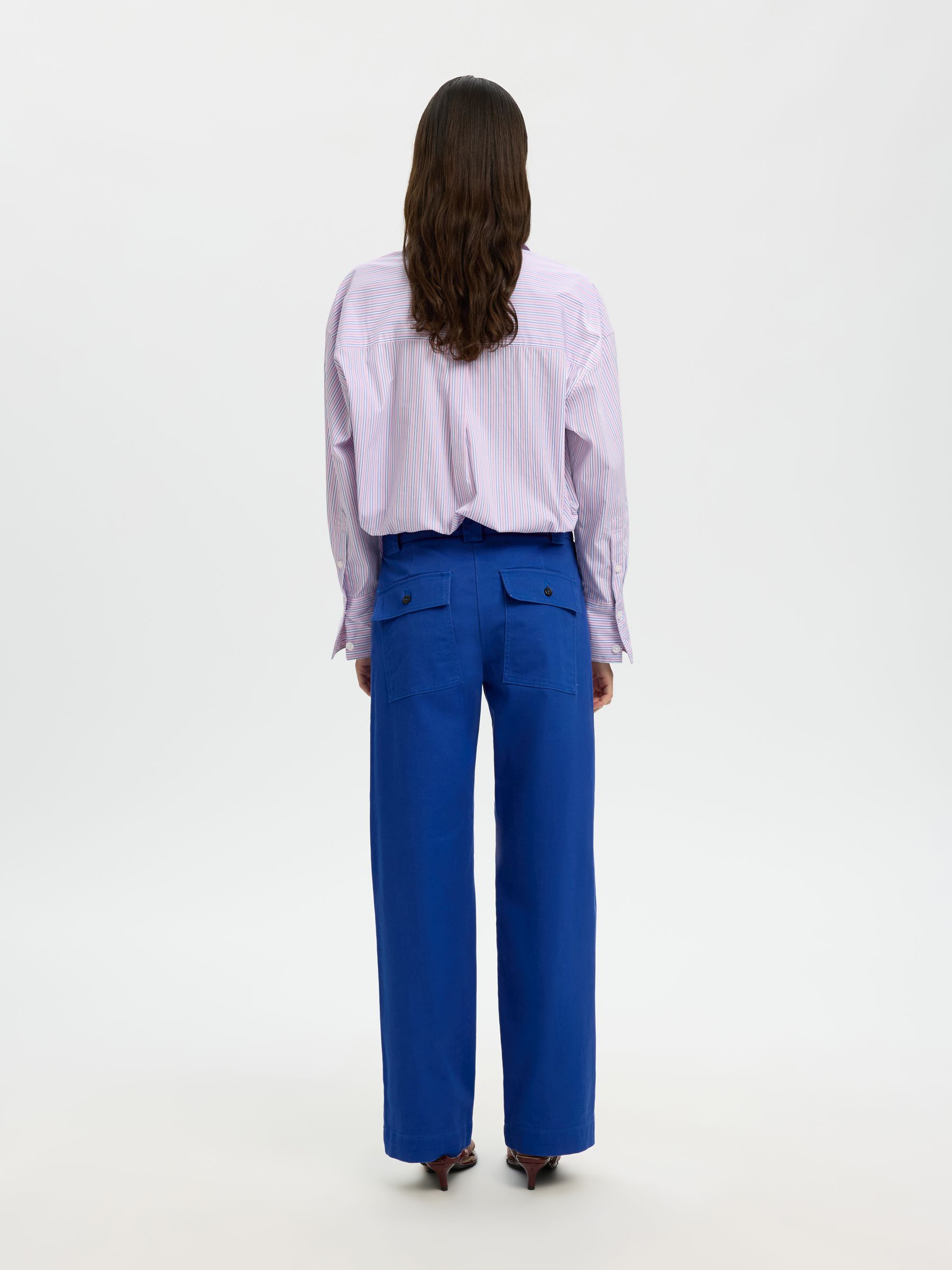 MID WAIST WIDE-LEG TROUSERS, Mazarine Blue, highres