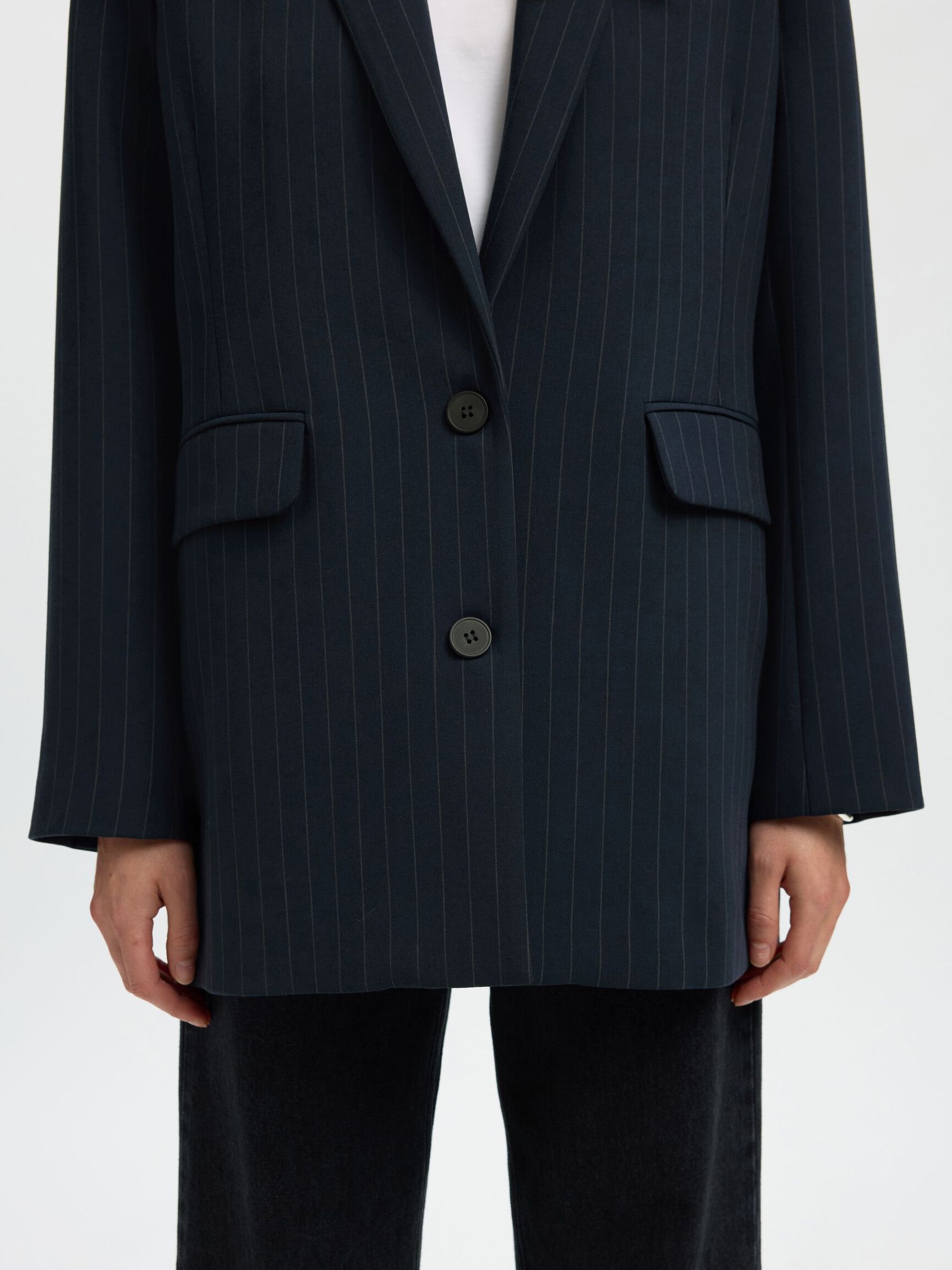 VISCOSE BLEND OVERSIZED BLAZER, Dark Sapphire, highres