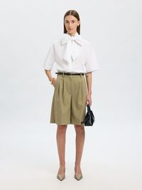 COTTON BOW SHORT SLEEVED SHIRT, Bright White, highres