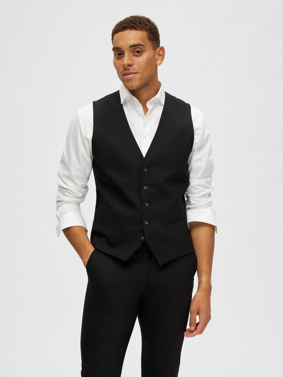 Selected CLASSIC WOOL BLEND WAISTCOAT, Black, highres - 16089407_Black_003.jpg