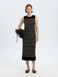 LINNENMIX MAXI JURK, Black, highres