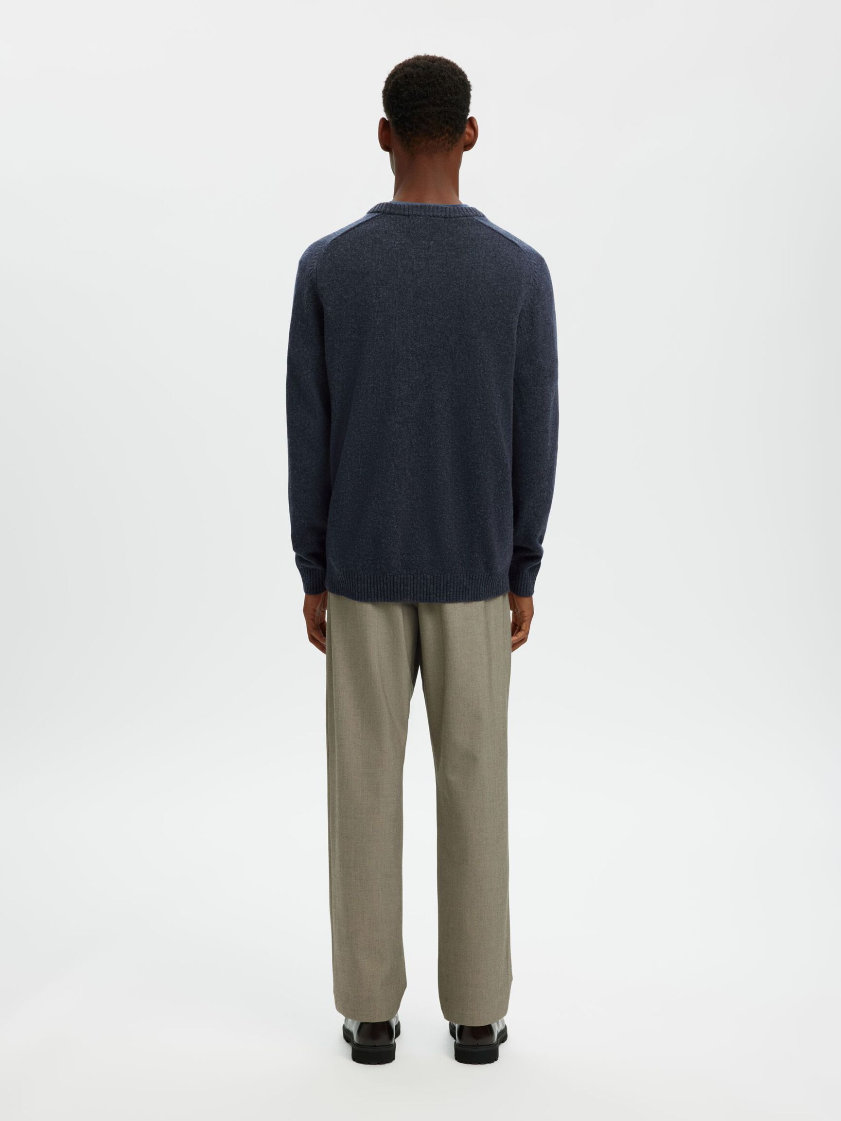 CREW NECK KNITTED JUMPER, Dark Sapphire, highres