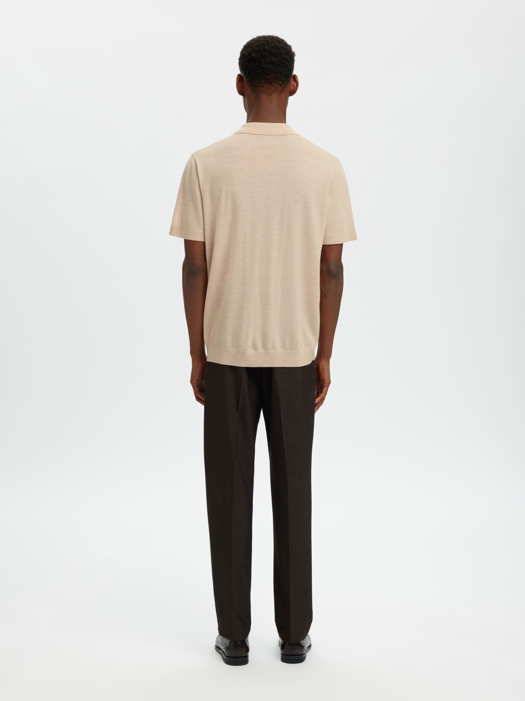 100% MERINOULL PIKÉTRÖJA, Oatmeal, highres