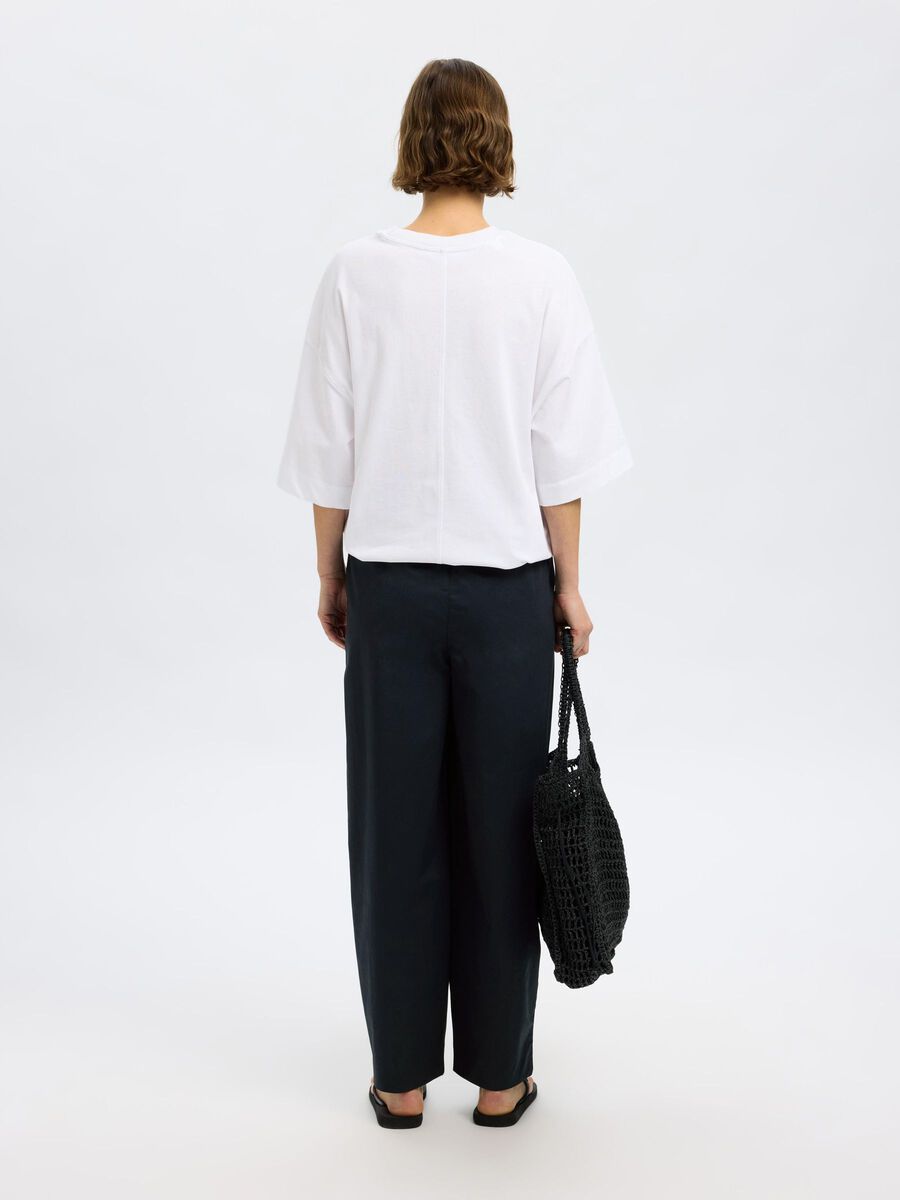 Selected COTTON BARREL FIT TROUSERS, Black, highres - 16097727_Black_004.jpg