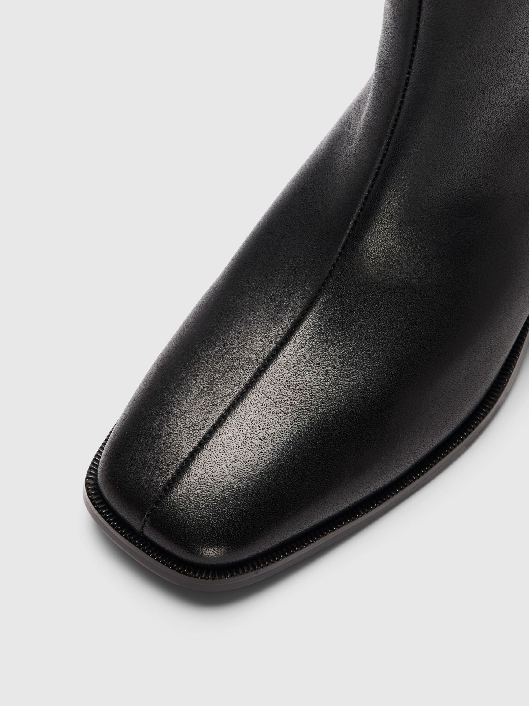 LEATHER ANKLE BOOTS, Black, highres