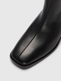 LEATHER ANKLE BOOTS, Black, highres