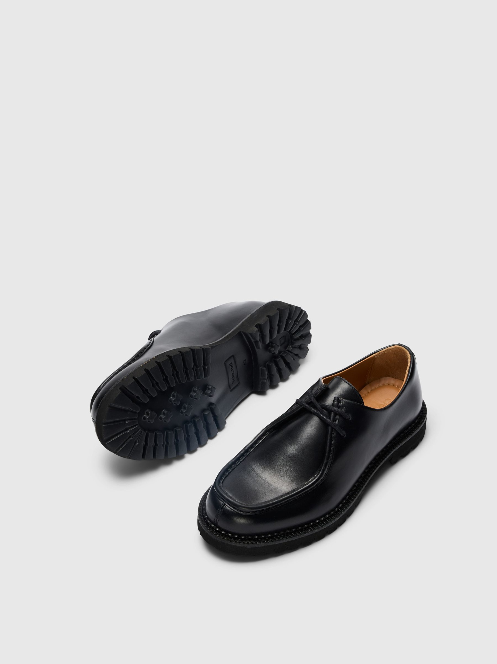 LEDER MOC-TOE-SCHUHE, Black, highres