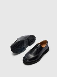 CUIR CHAUSSURES À BOUTS MOCASSINS, Black, highres