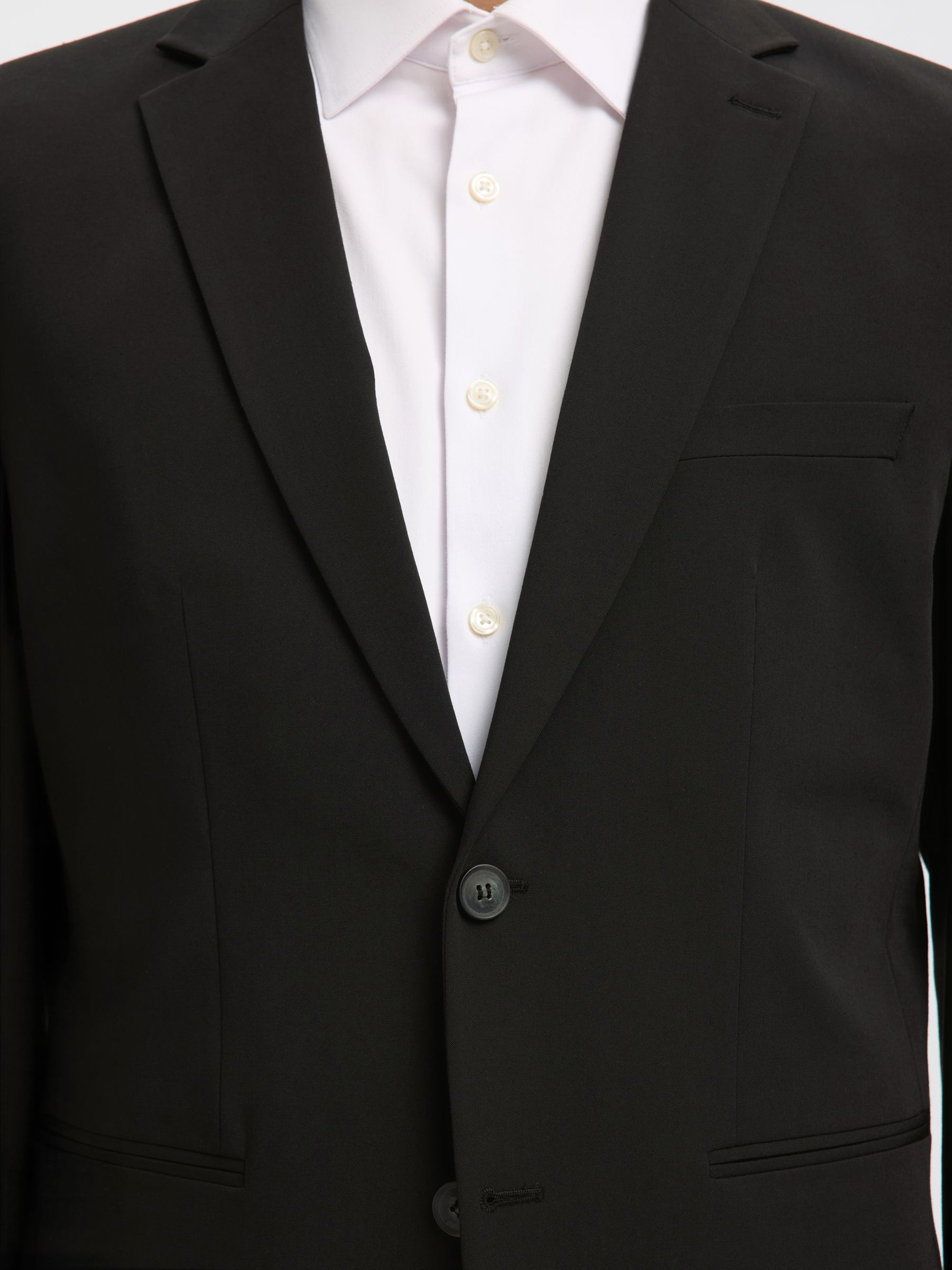 VISKOSEBLANDING SLIM FIT BLAZER, Black, highres