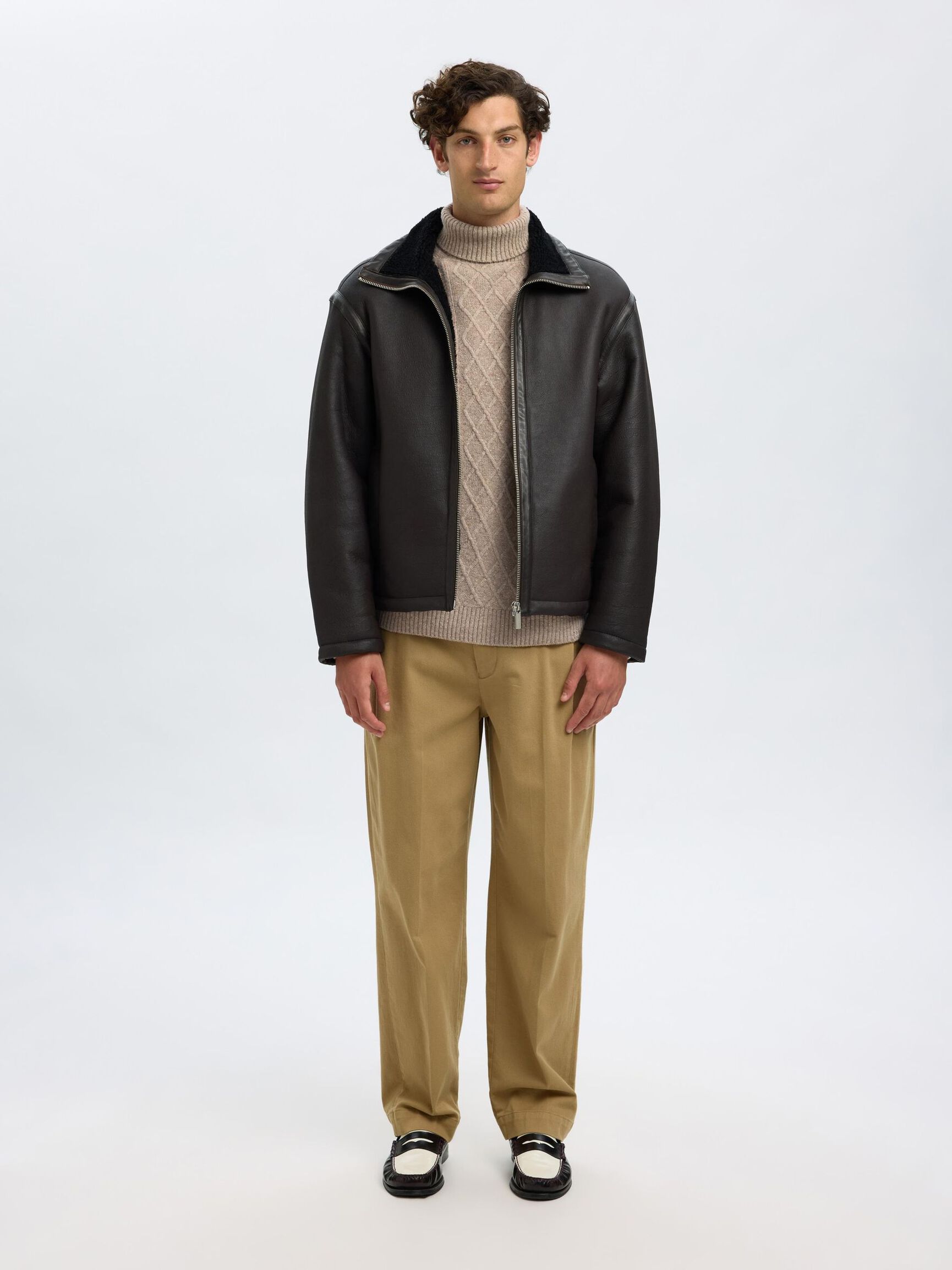 WOOL BLEND TURTLENECK, Oatmeal, highres