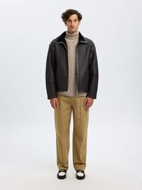 WOOL BLEND TURTLENECK, Oatmeal, highres