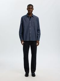 REGULAR FIT  DENIM SHIRT, Dark Blue Denim, highres