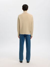 RELAXED FIT STRICKJACKE, Oatmeal, highres