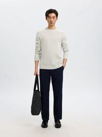 RONDE HALS SWEATER, Light Grey Melange, highres