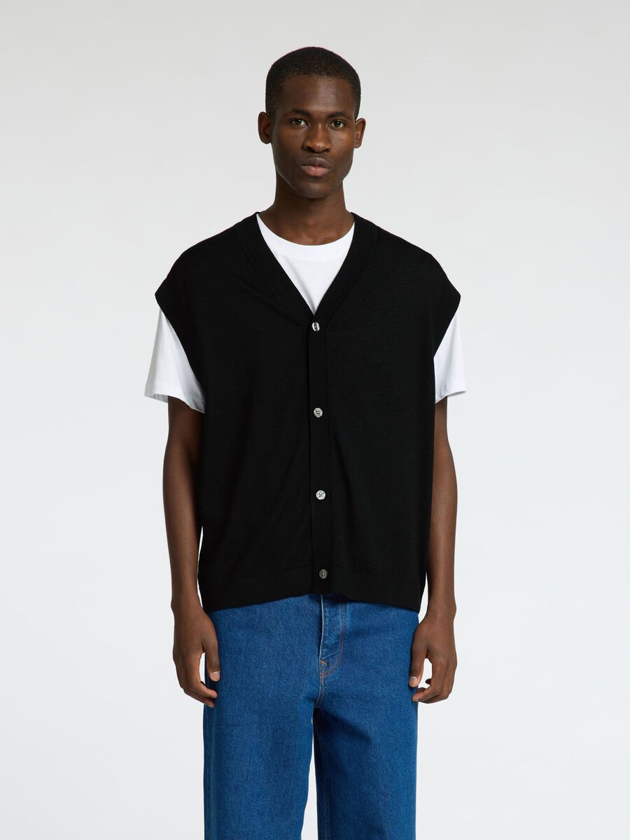 Selected 100% MERINOWOL GEBREID GILET, Black, highres - 16097815_Black_003.jpg