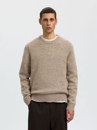 WOOL BLEND RELAXED FIT JUMPER, Oatmeal, highres