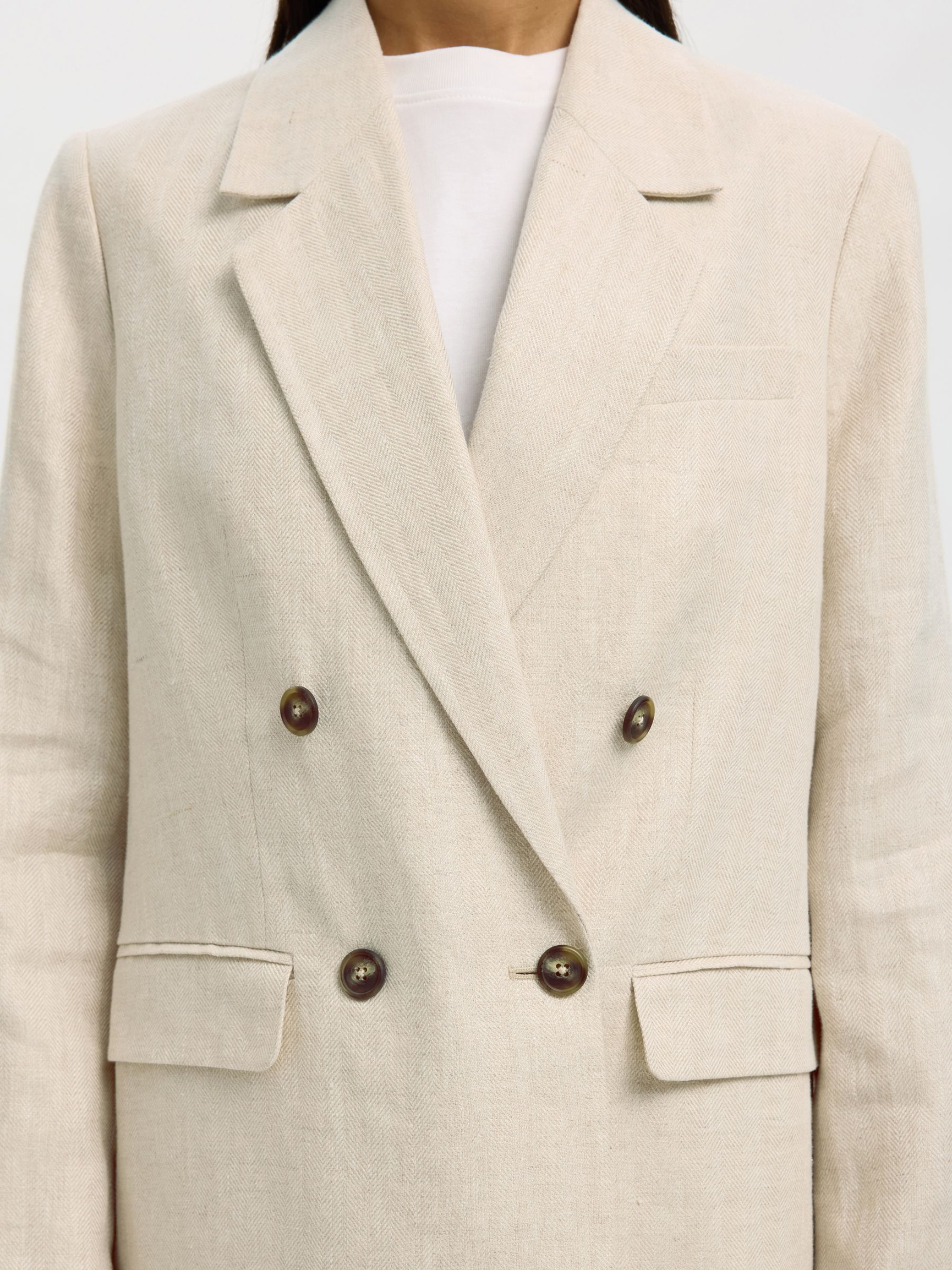 LIN BLAZER À DOUBLE BOUTONNAGE, Egret, highres