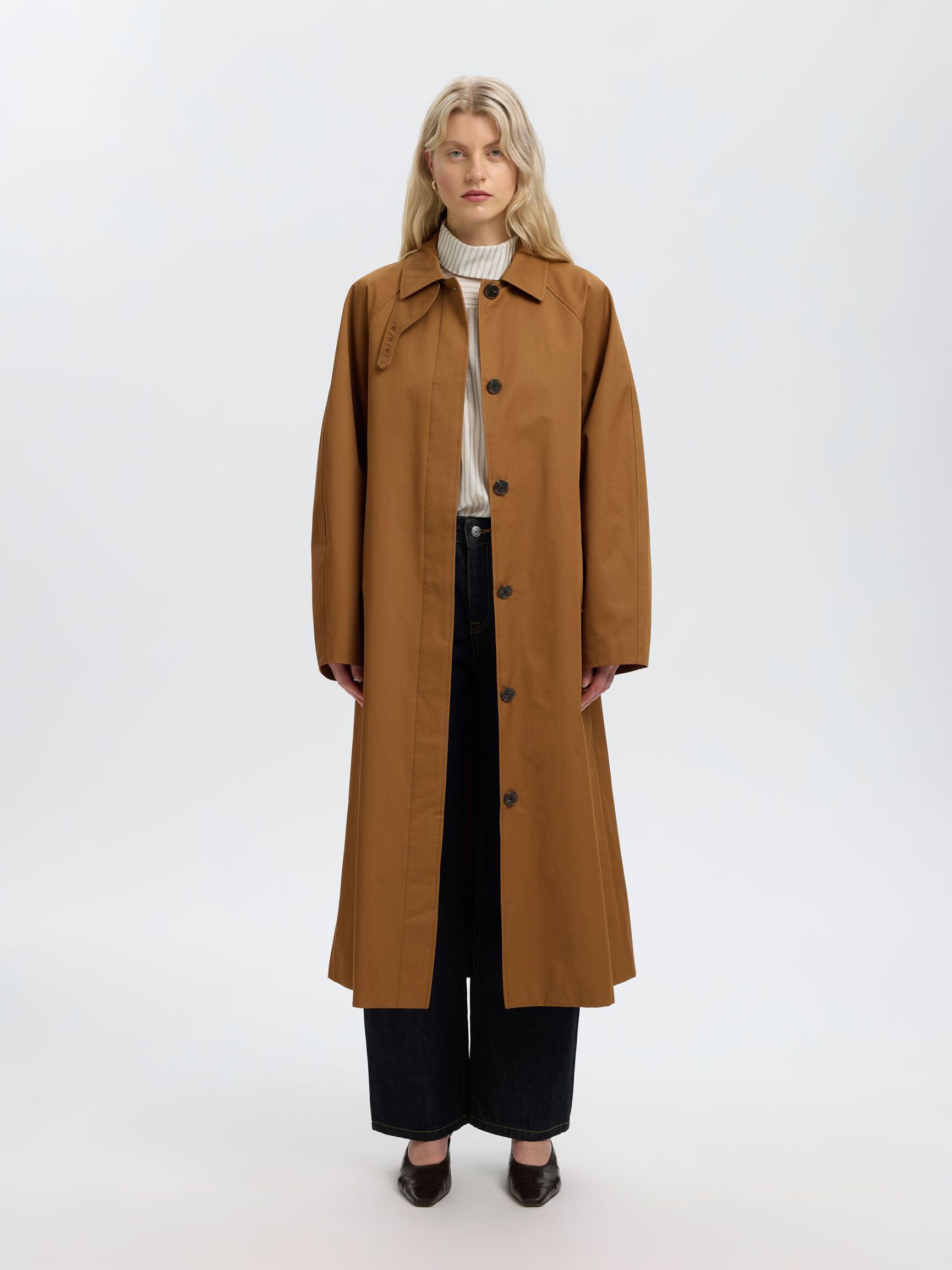COTTON LONG COAT, Toffee, highres