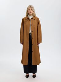COTTON LONG COAT, Toffee, highres