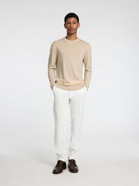SWETER Z OKRĄGŁYM DEKOLTEM, Oatmeal, highres
