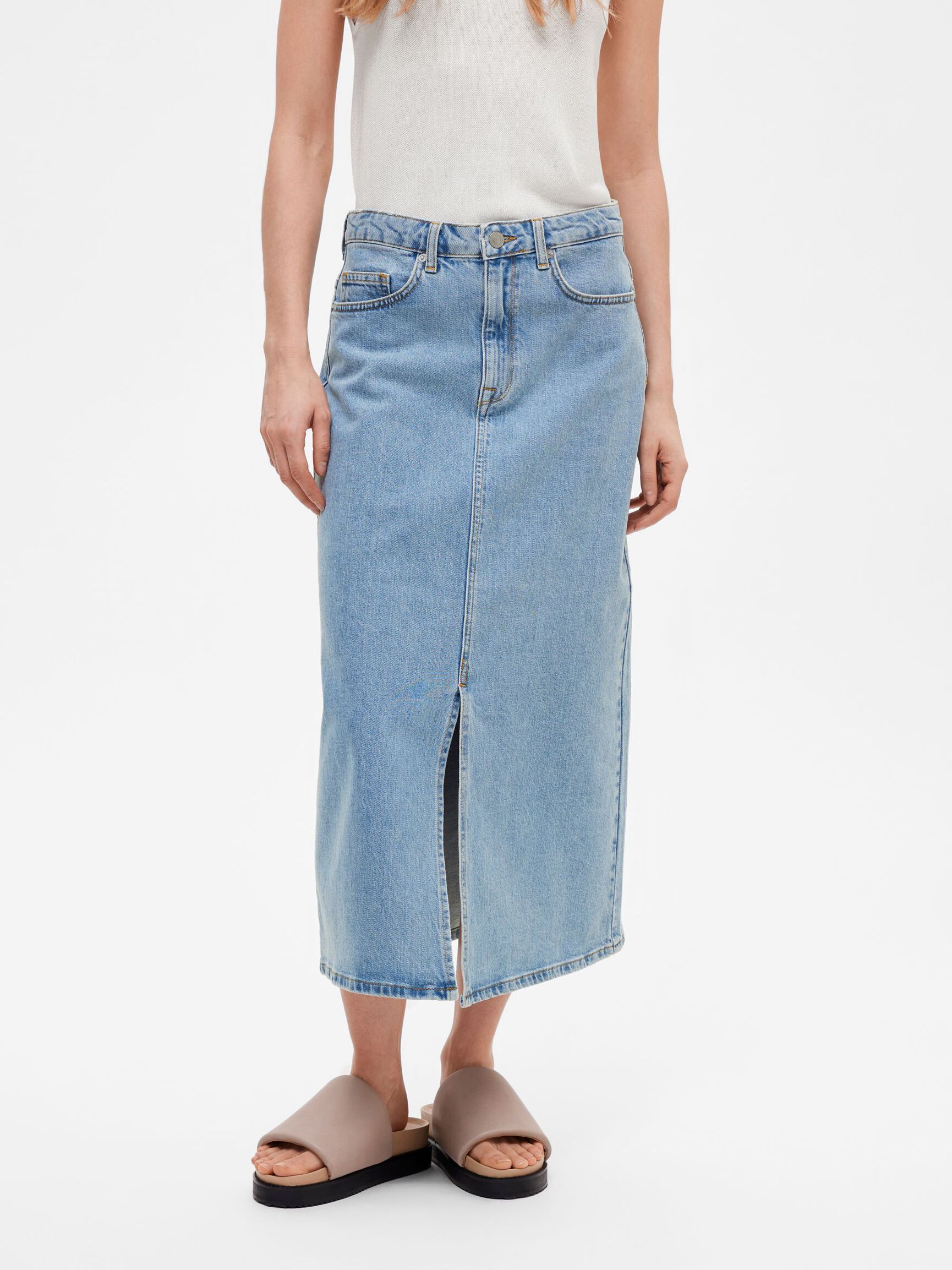 JEANS MIDIROCK, Light Blue Denim, highres