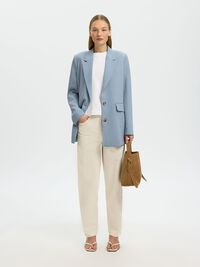 RELAXED FIT BLAZER, Dusty Blue, highres