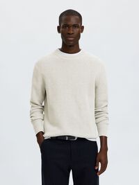 CREWNECK PULLOVER, Light Grey Melange, highres