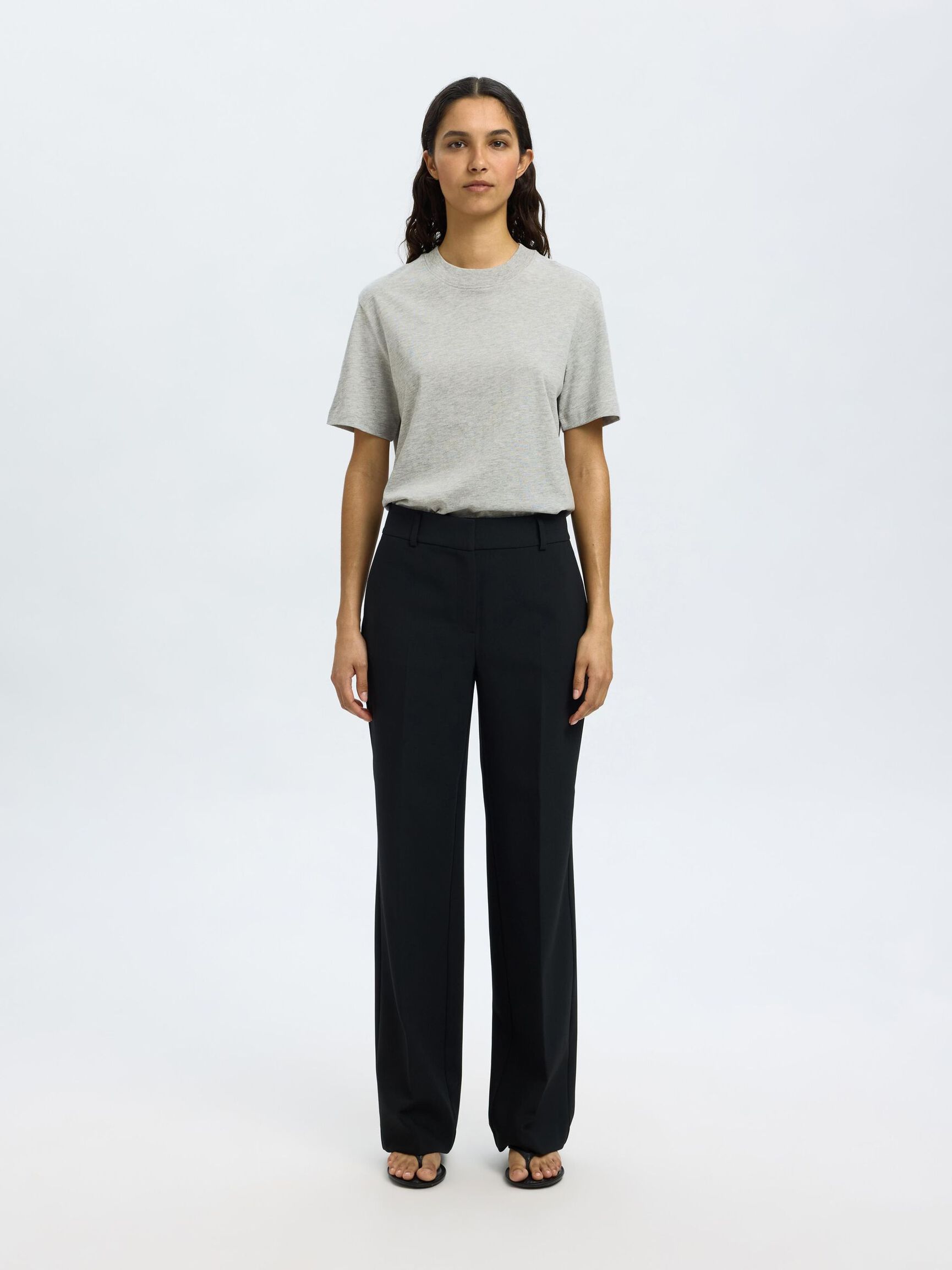 MOCK-NECK T-SHIRT, Light Grey Melange, highres