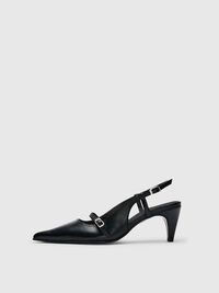 LEATHER SLINGBACKS, Black, highres