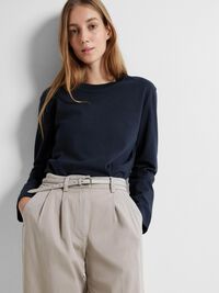LONG-SLEEVED BOXY T-SHIRT, Dark Sapphire, highres