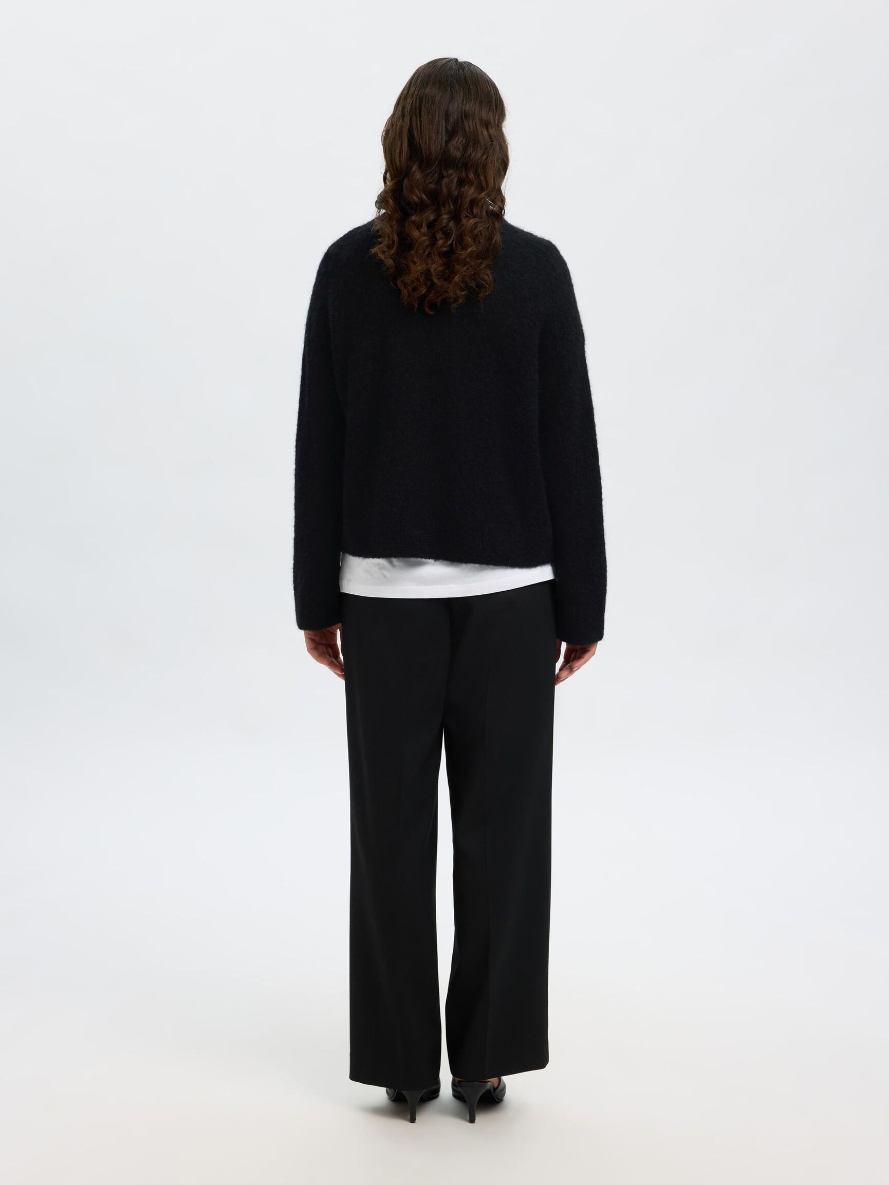WOOL BLEND CARDIGAN, Black, highres
