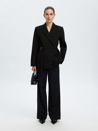 BELTED OVERSIZED BLAZER, Black, highres