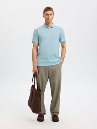 ZIPPER POLO SHIRT, Winter Sky, highres