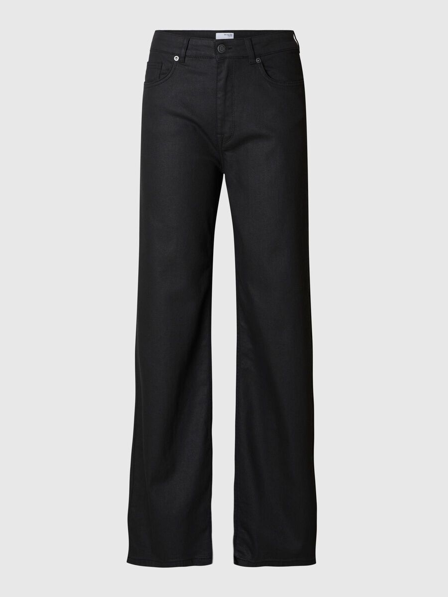 Selected BESCHICHTETE WIDE FIT JEANS, Black Denim, highres - 16095704_BlackDenim_1148165_001.jpg