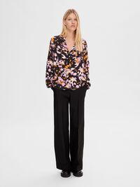 BEDRUKT SHIRT MET LANGE MOUWEN, Black, highres