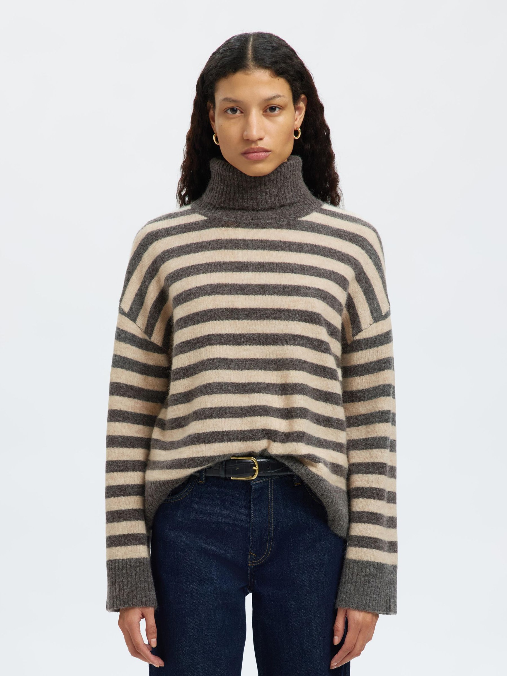 WOOL BLEND TURTLENECK, Medium Grey Melange, highres