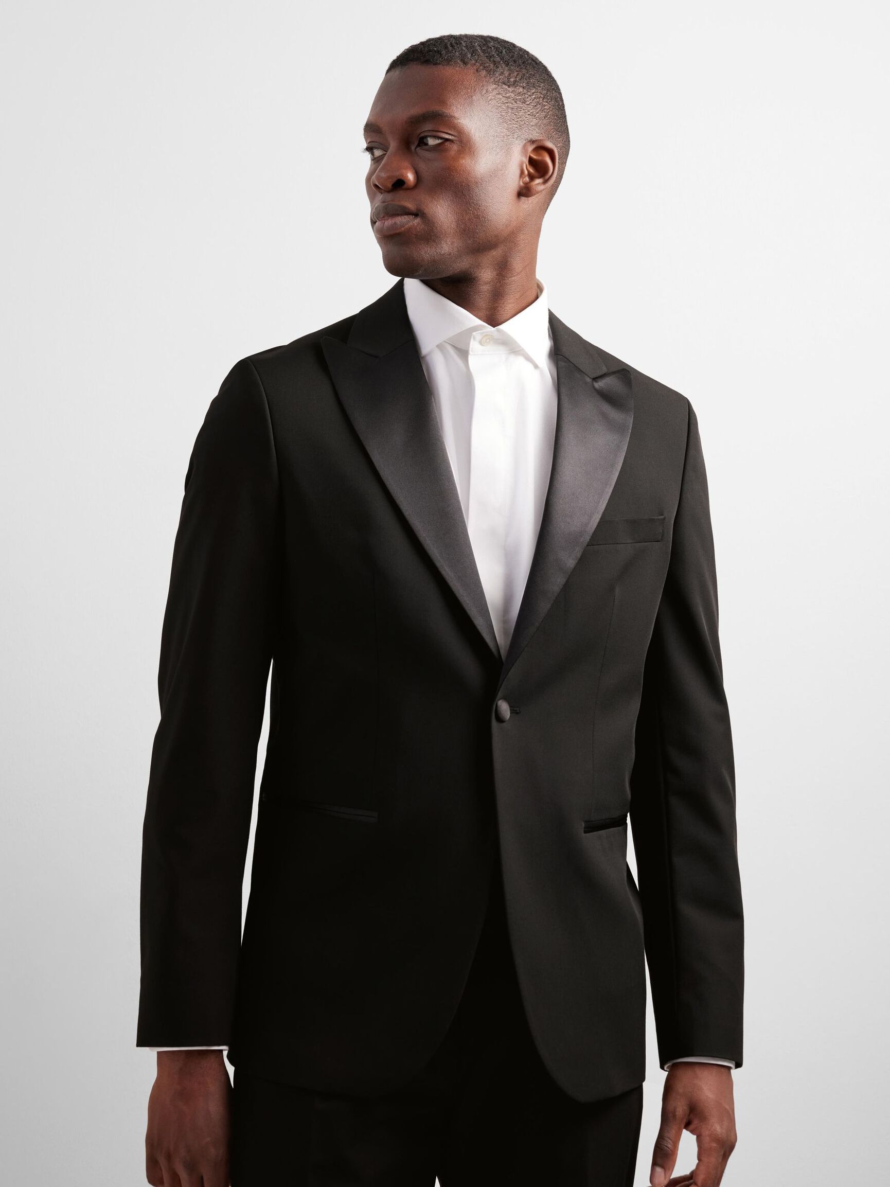 VISCOSEMIX SMOKING BLAZER, Black, highres