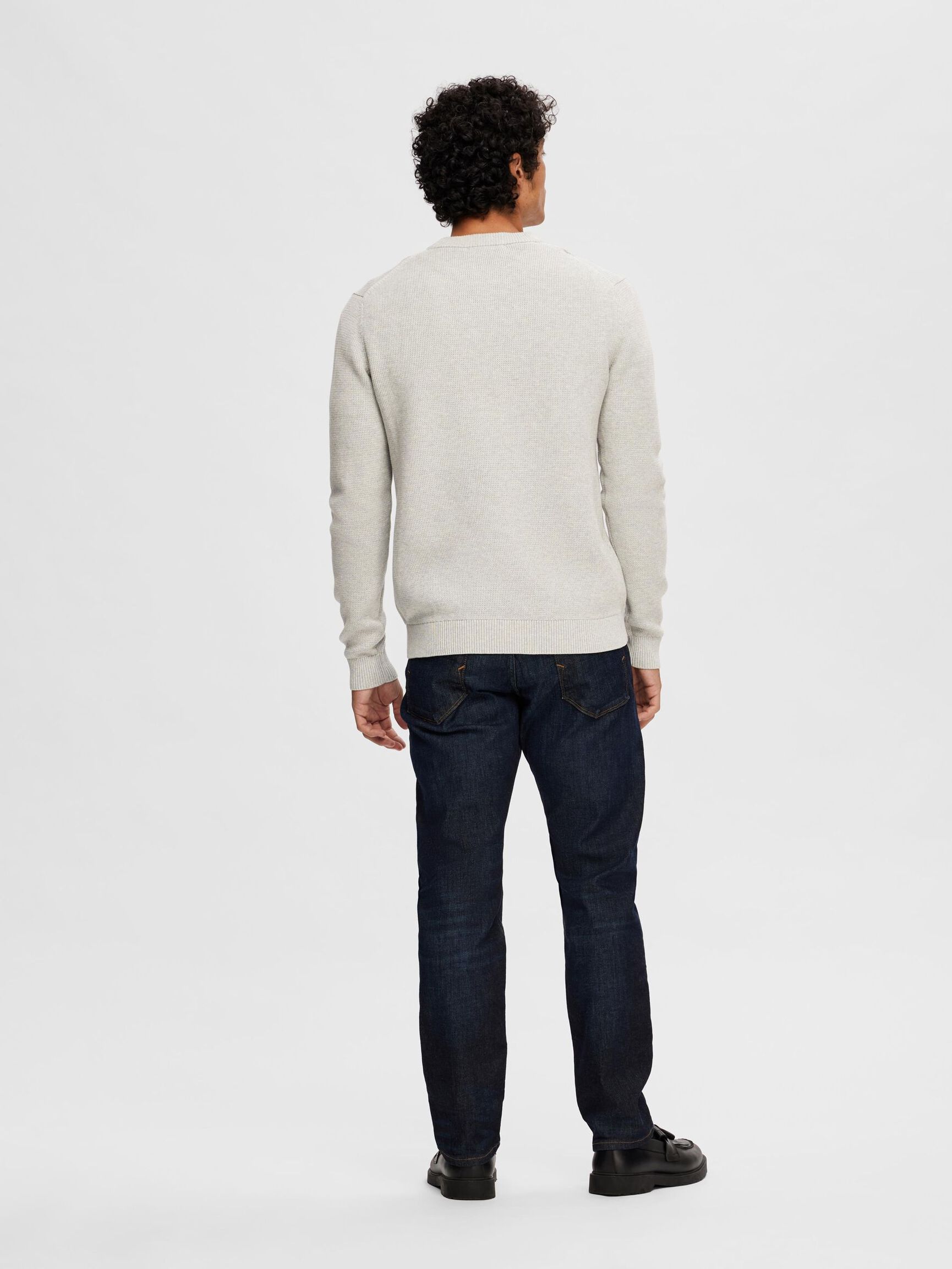 CREW NECK PULLOVER, Light Grey Melange, highres