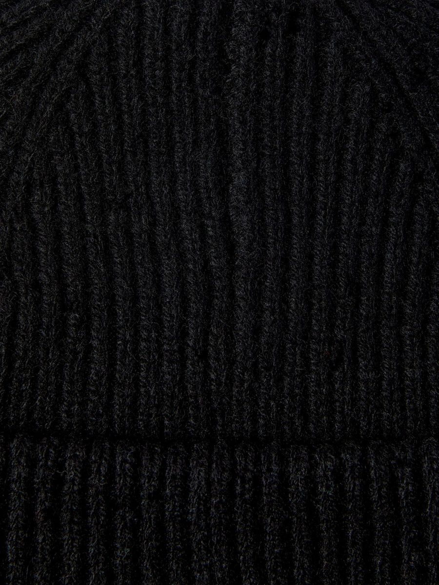 Selected 100% MERINO WOOL BEANIE, Black, highres - 16094982_Black_003.jpg