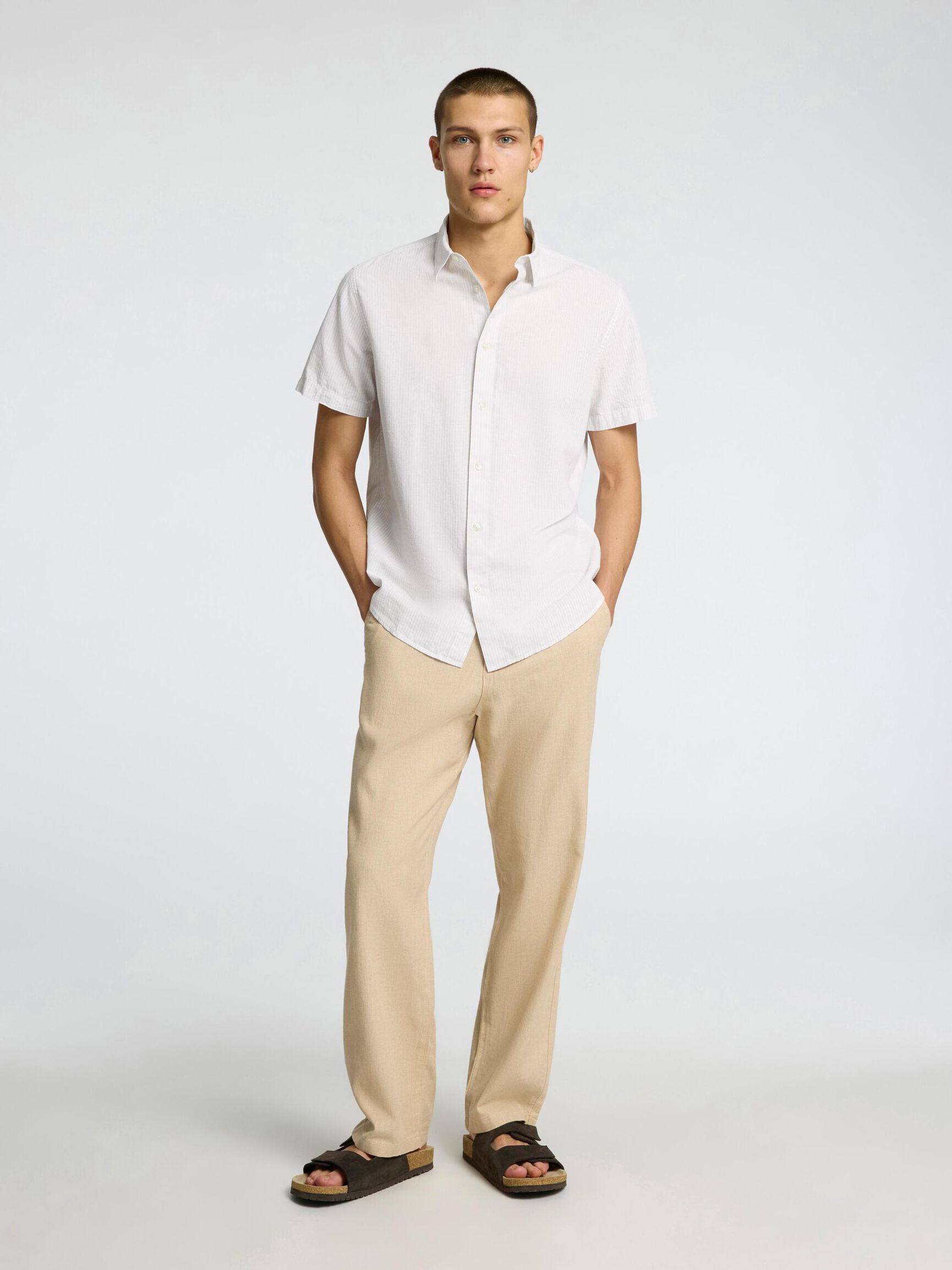 COTON MÉLANGÉ CHEMISE À MANCHES COURTES, Pure Cashmere, highres