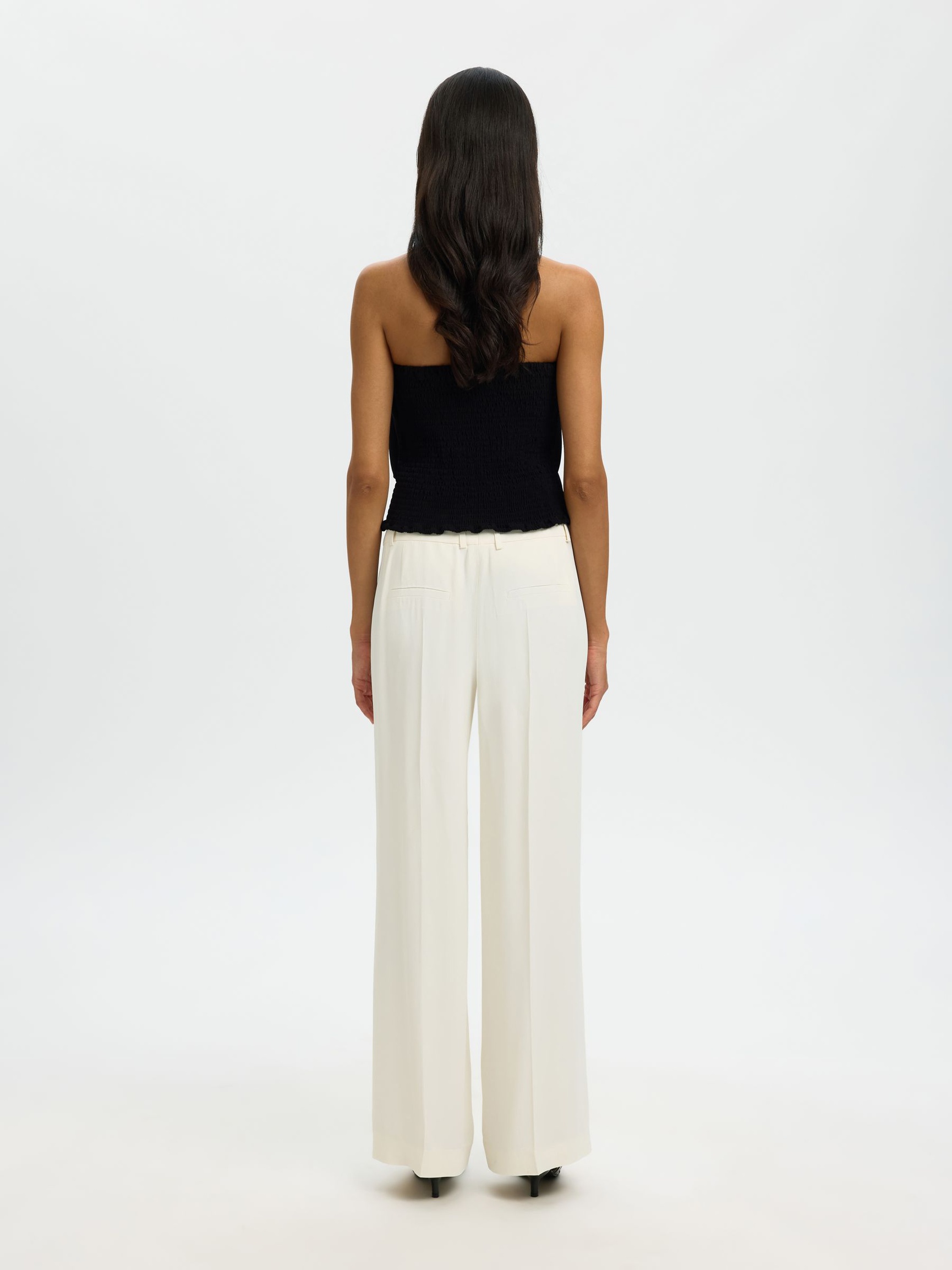 PLEATED BANDEAU TOP, Black, highres