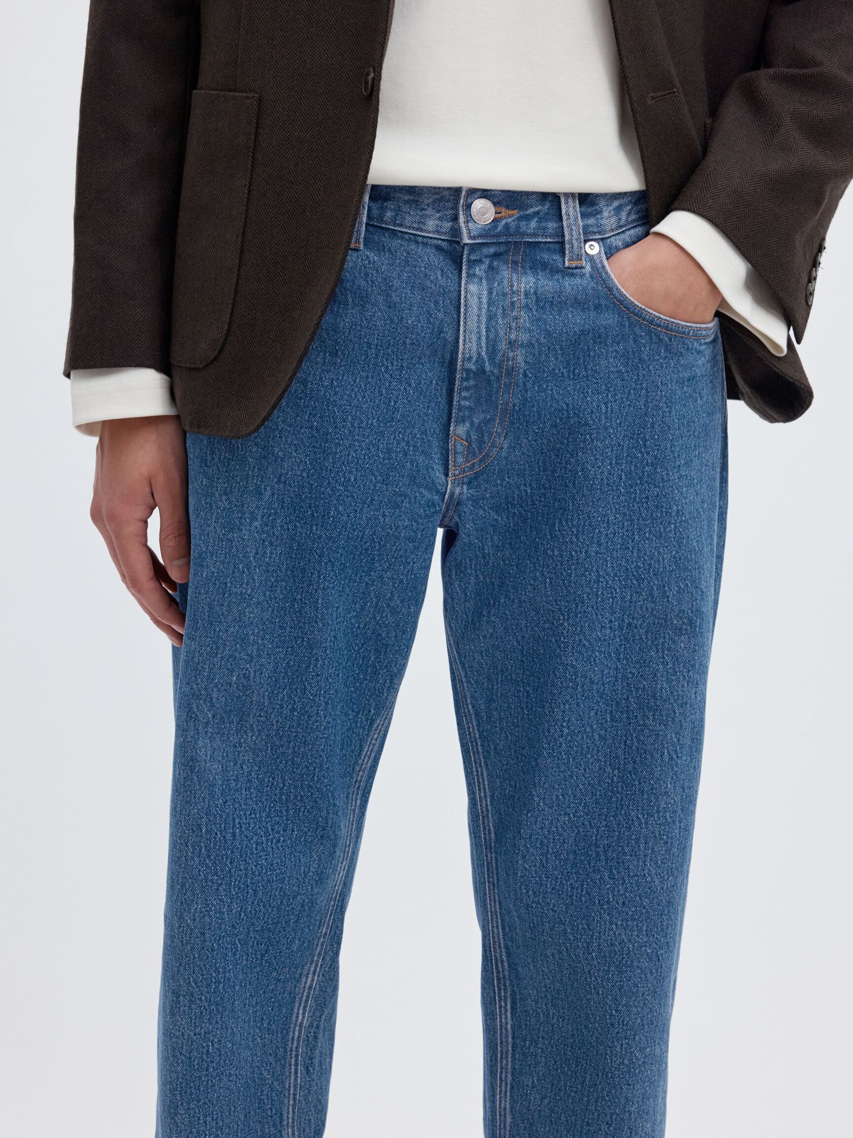 196 STRAIGHT FIT JEANS, Medium Blue Denim, highres