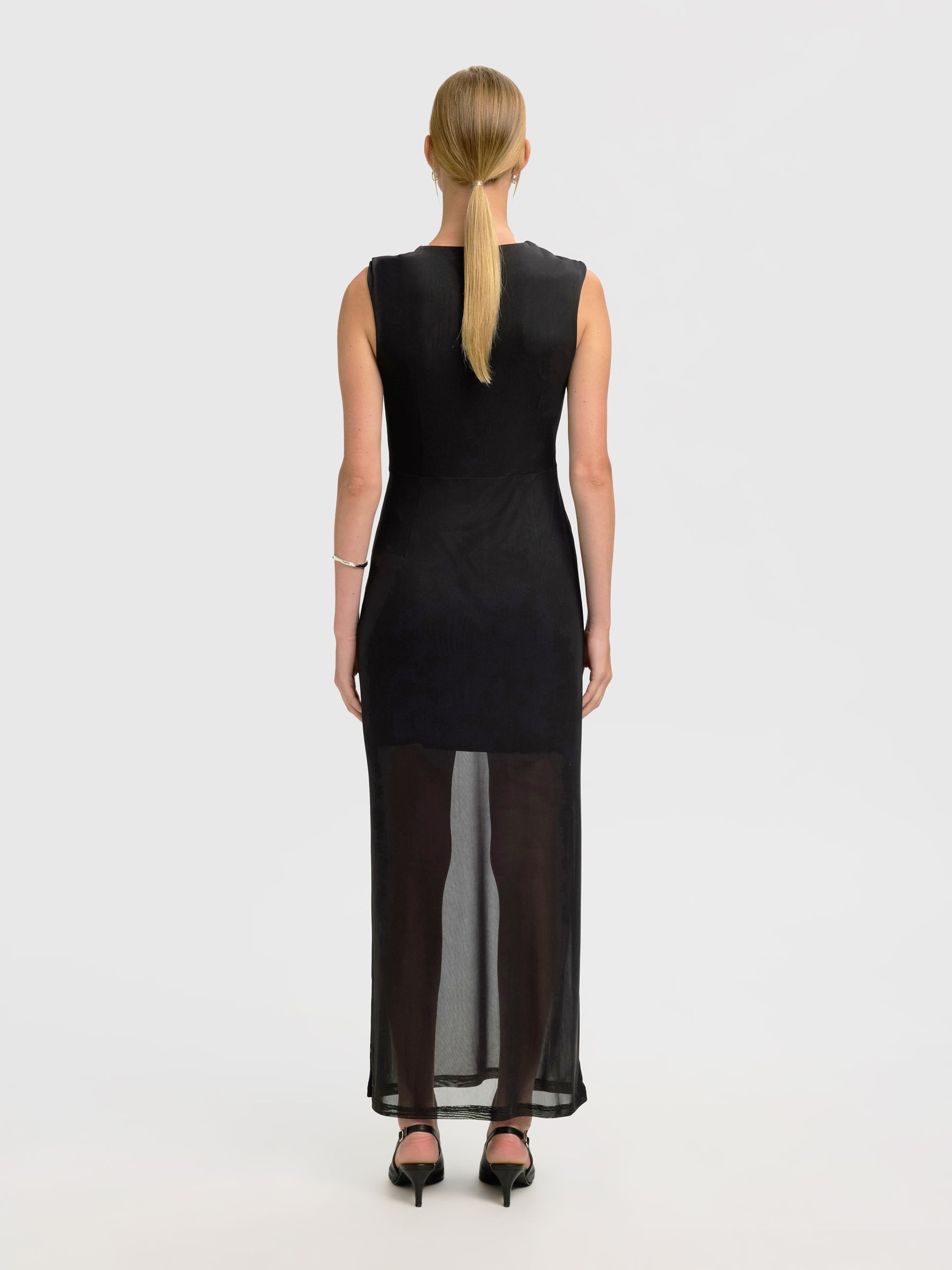 MESH MAXI DRESS, Black, highres