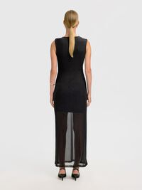 MESH MAXI JURK, Black, highres