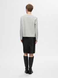 HIGH WAIST  LEATHER SKIRT, Black, highres