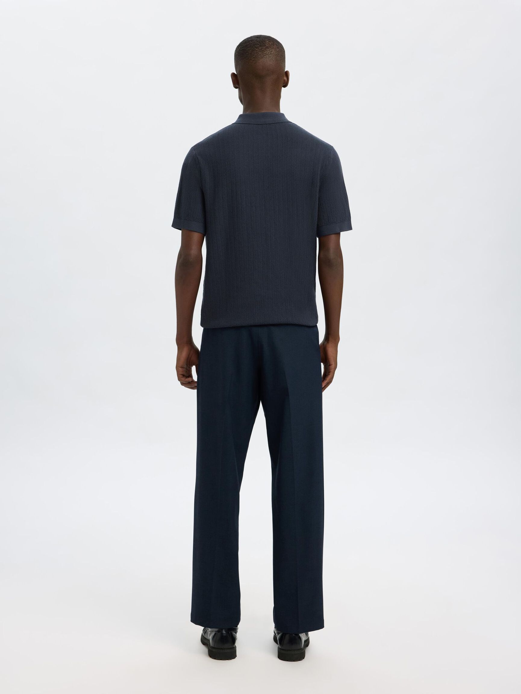ZIP UP POLO SHIRT, Sky Captain, highres