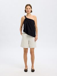GEVLOCHTEN ONE-SHOULDER TOP, Black, highres