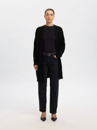 LONG KNITTED CARDIGAN, Black, highres