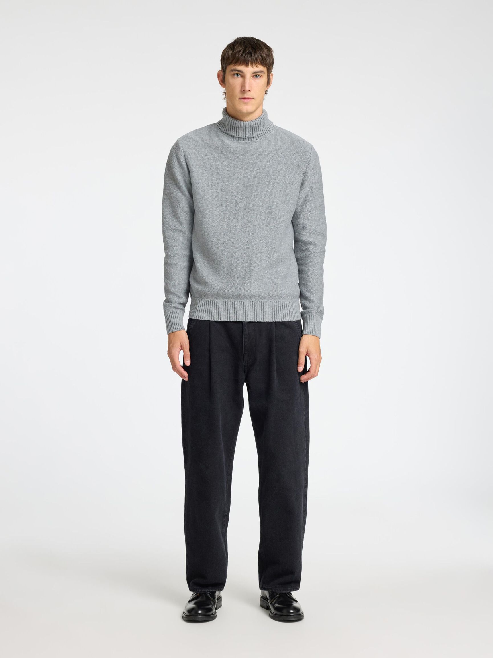 ROLLKRAGEN PULLOVER, Medium Grey Melange, highres